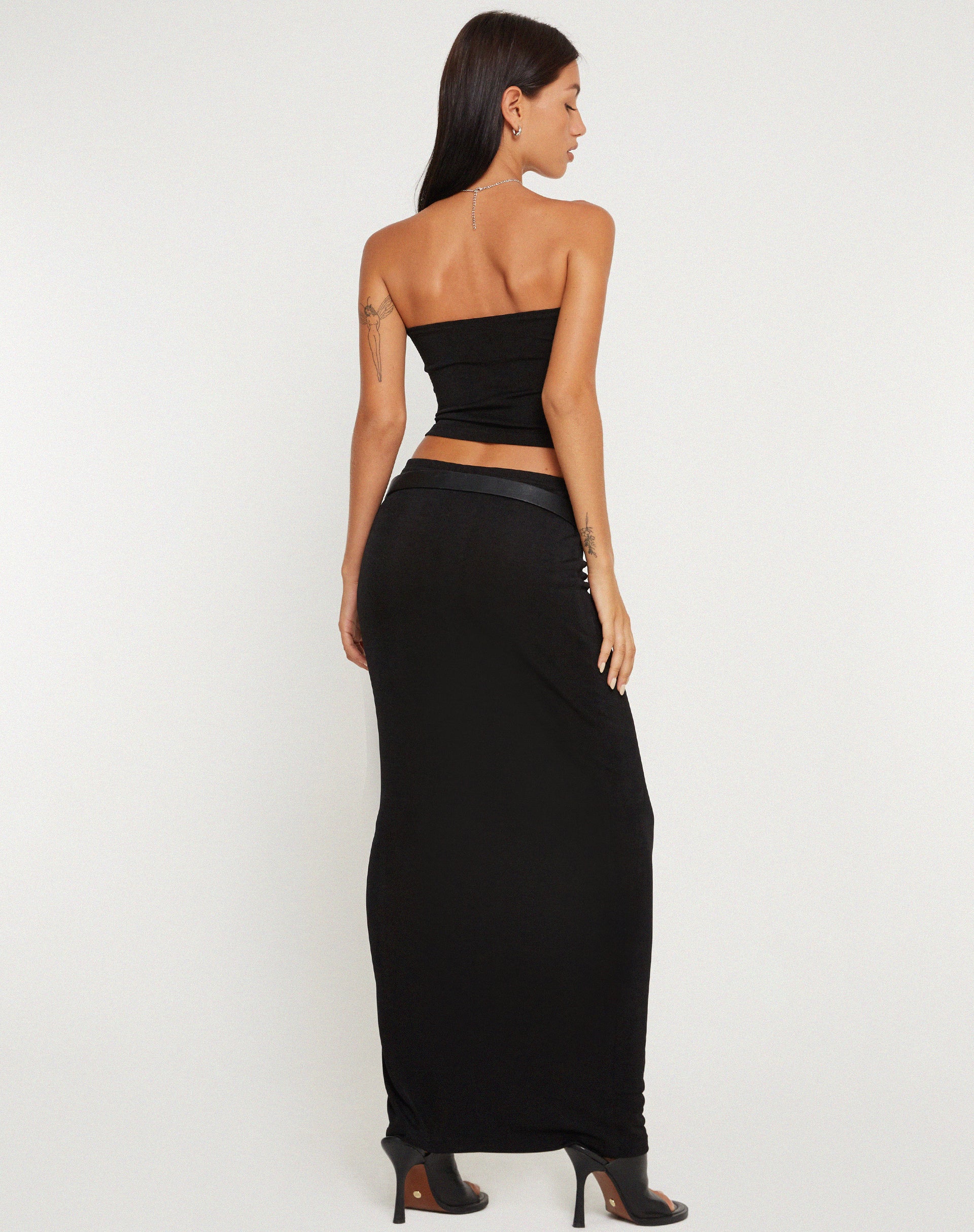 Tulus Low Rise Maxi Skirt in Black - Image 3