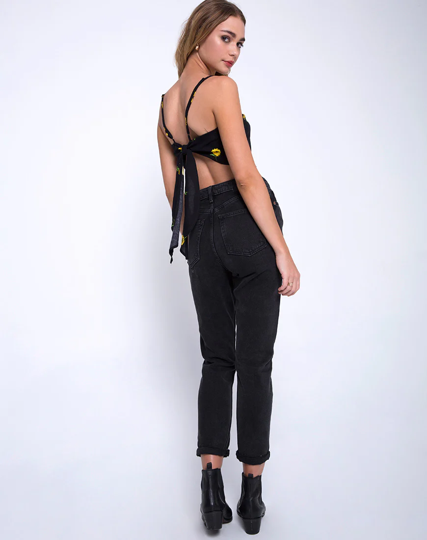 Newlda Crop Top in Ditsy Sunflower - Image 4