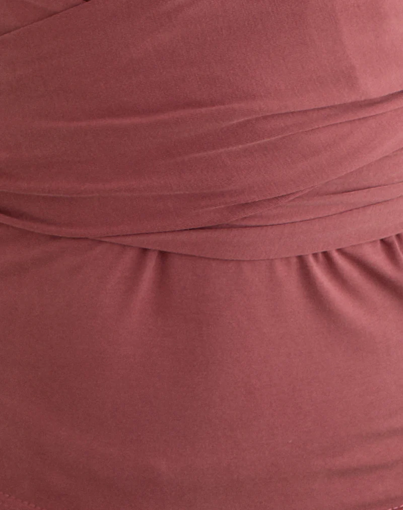 Nezuko Multi Tie Long Sleeve Top in Cupro Dark Rose - Image 8