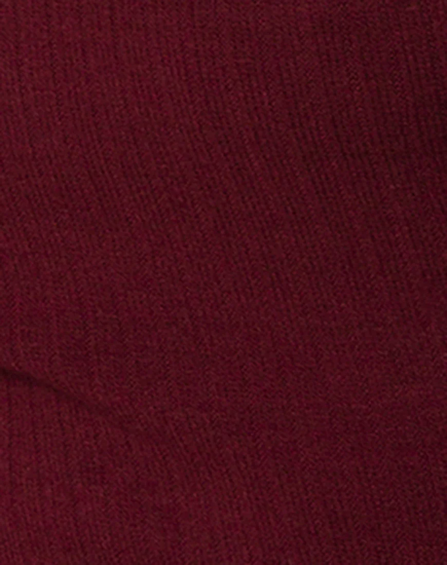 Niani Cold Shoulder Bodice in Rib Knit Burgundy - Image 5