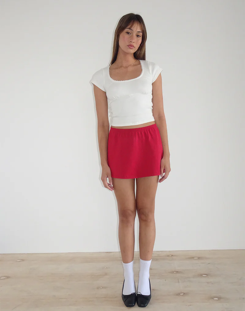 Nidya A-Line Mini Skirt in Adrenaline Red - Image 4