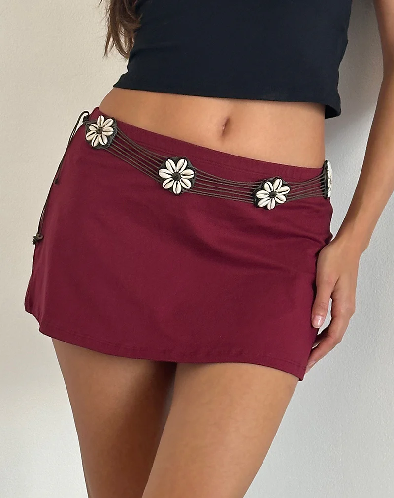 Nidya Aline Mini Skirt in Burgundy - Image 2
