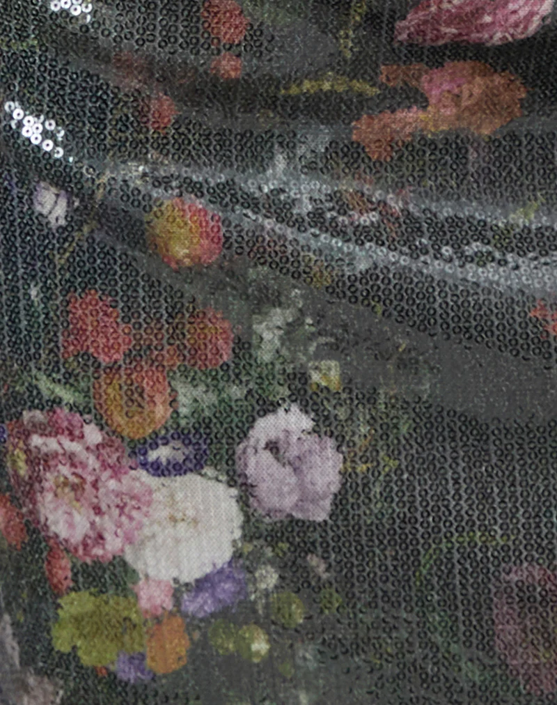 Nidya Mini Skirt in Sequin Vintage Flower - Image 6