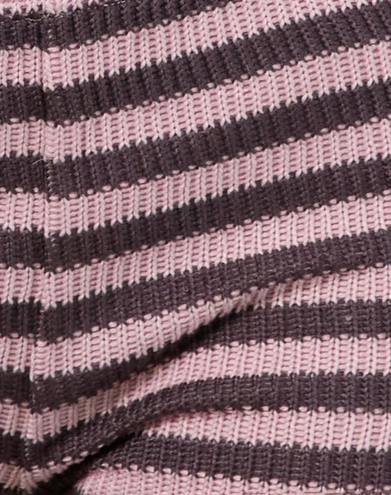 Nikaya Shorts in Knit Stripe Pink and Brown - Image 5