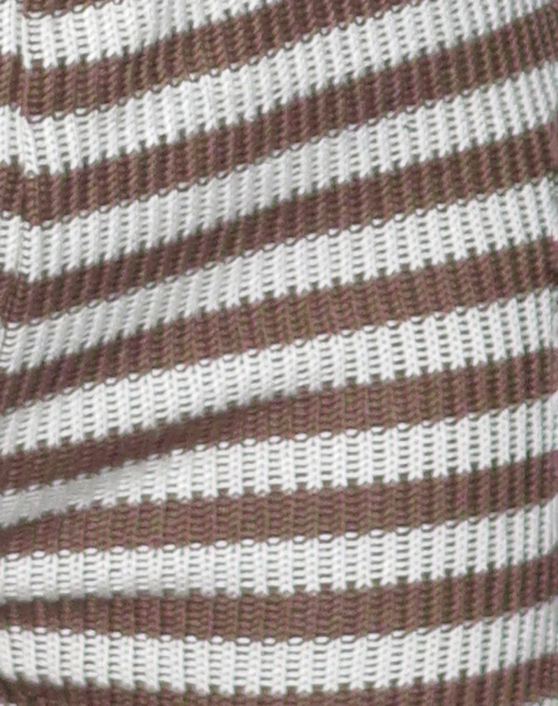 Nikaya Shorts in Knit Stripe White and Brown - Image 7