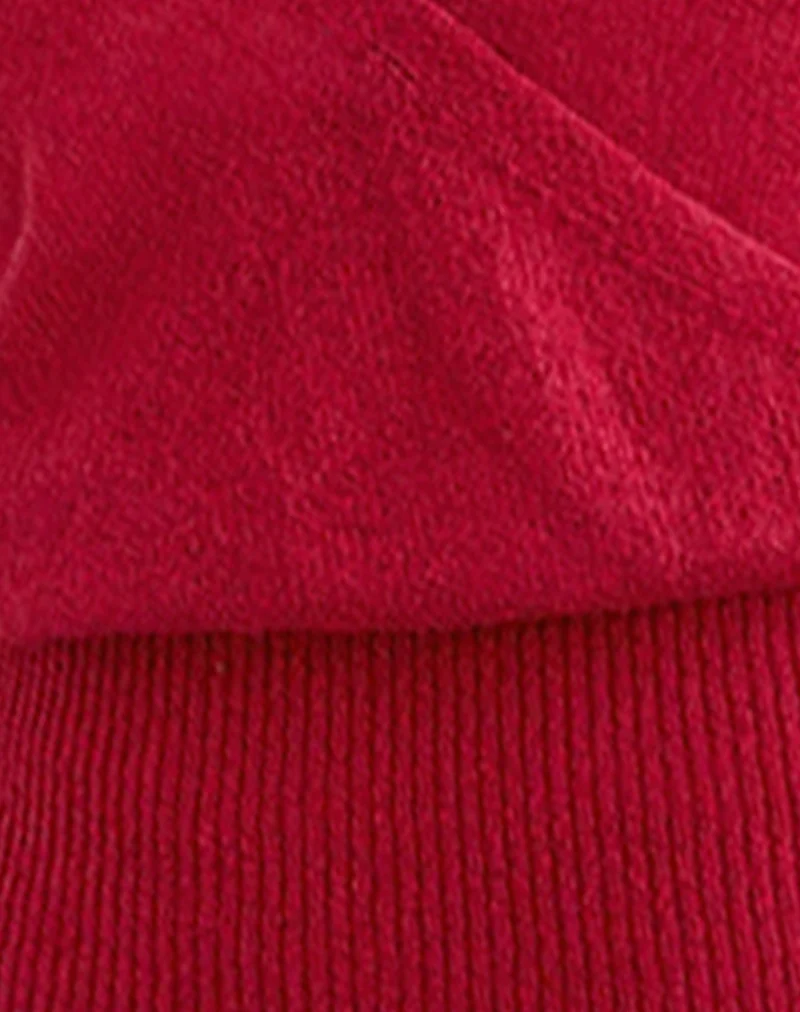 Nilza Wrap Top in Knit Red - Image 6
