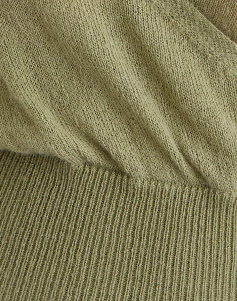 Nilza Wrap Top in Knit Sage Green - Image 7