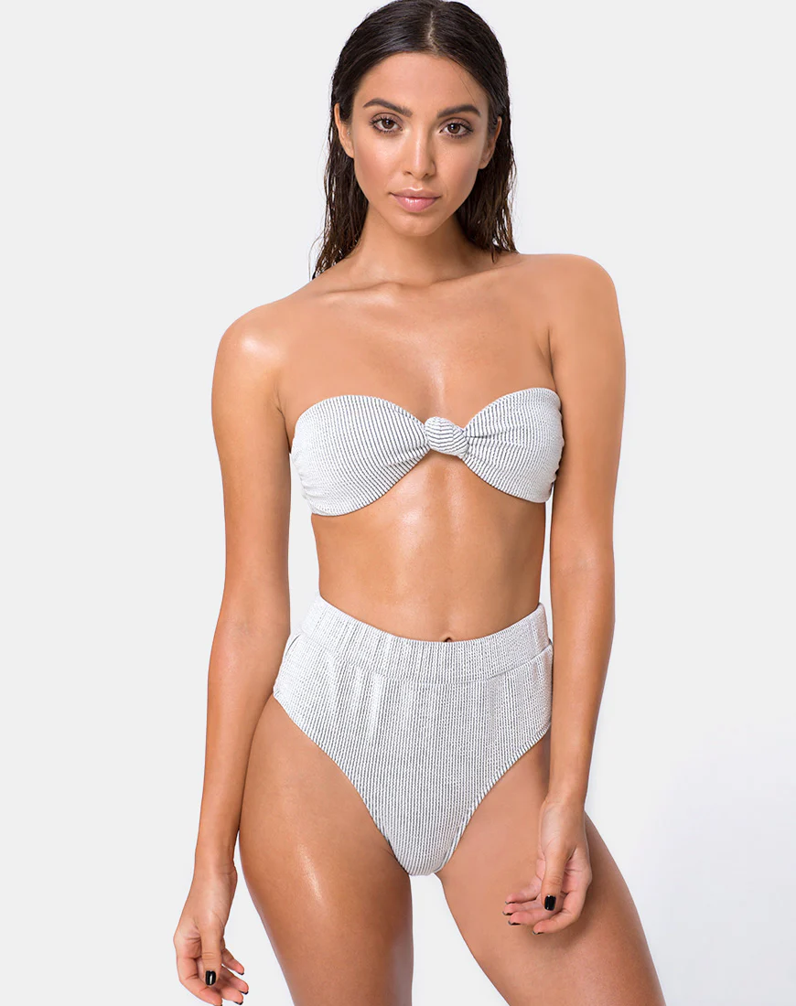 Nima Bikini Bottom in Crinkle Rib White - Image 3