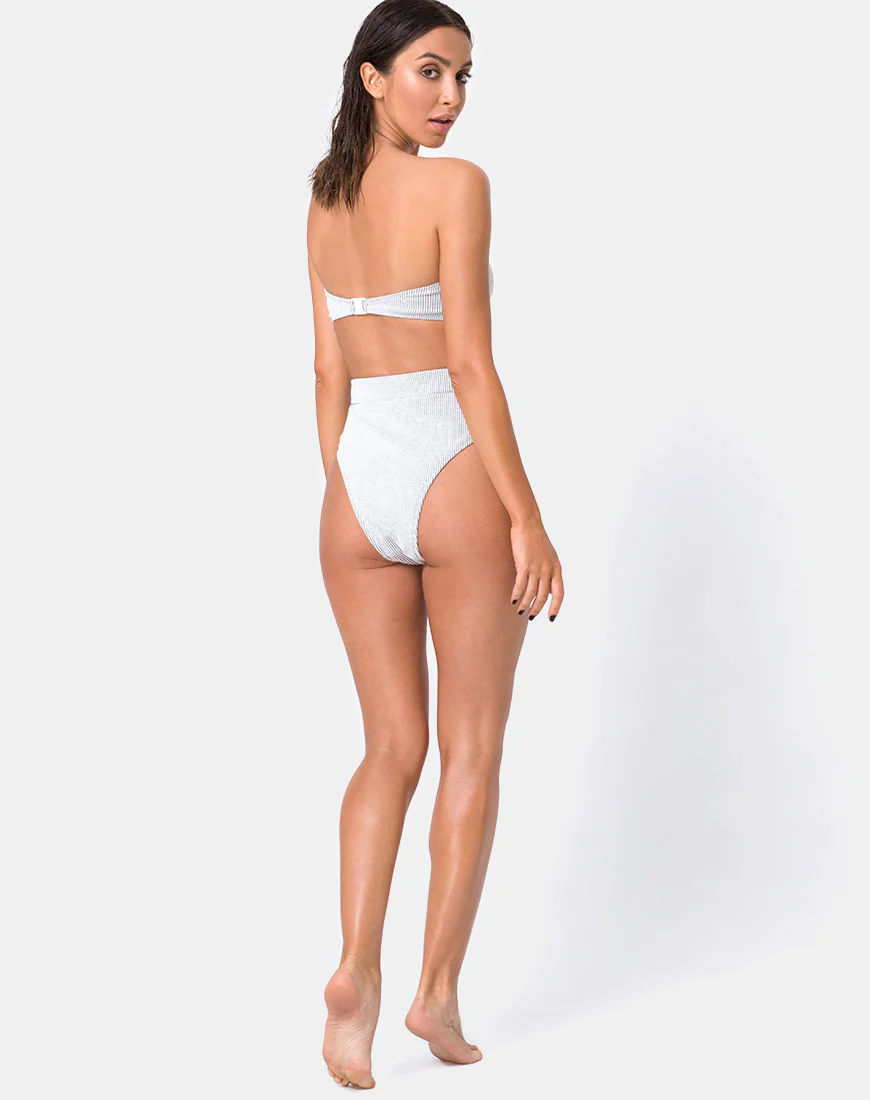 Nima Bikini Bottom in Crinkle Rib White - Image 4