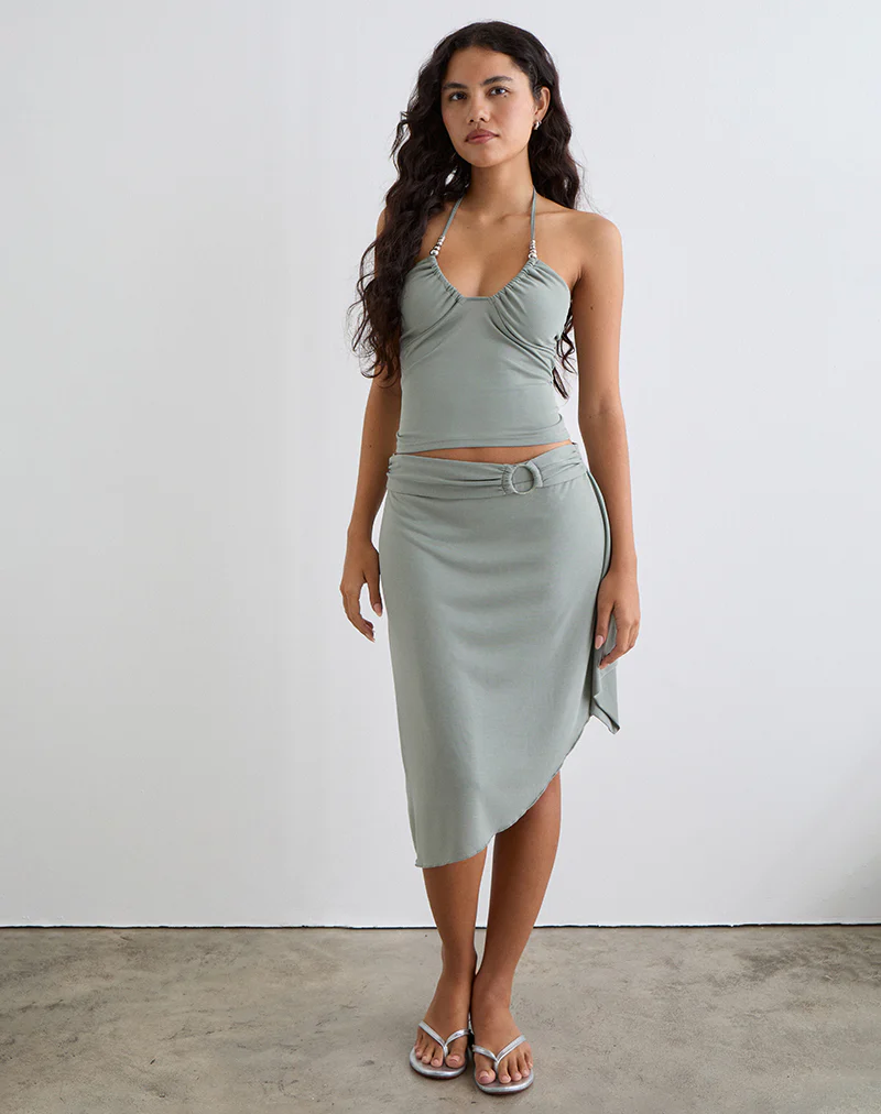 Nina Beaded Halter Top in London Fog - Image 4