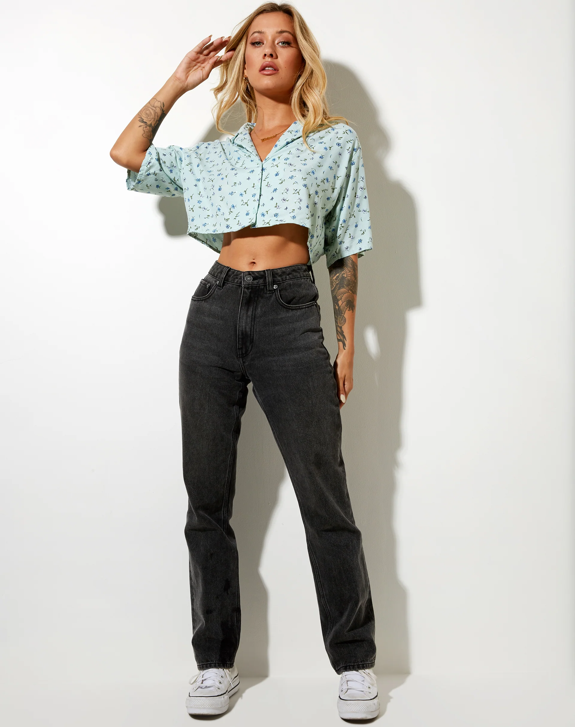 Nindia Shirt in Pretty Petal Green - Image 3
