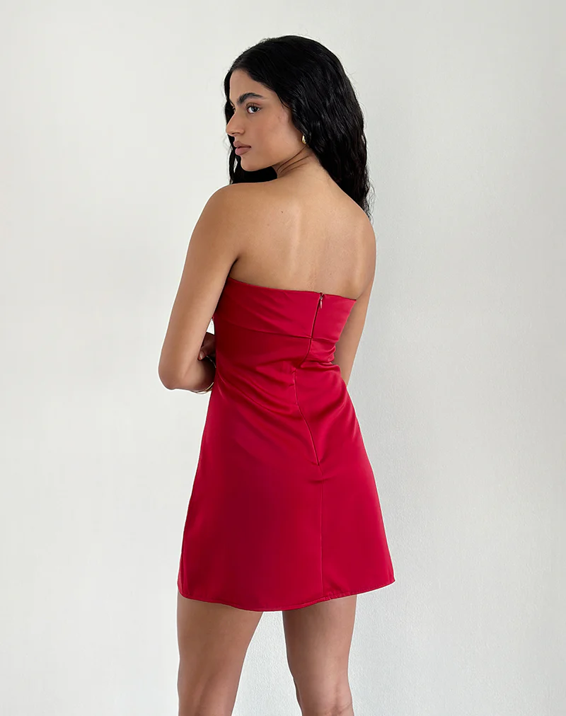 Ninivala Dress in Red with Black Rosette - Image 5
