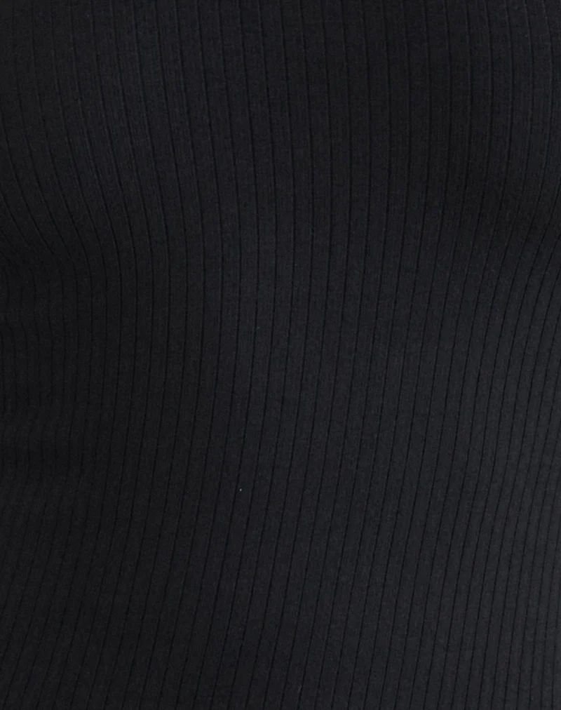 Nique Long Sleeve Top in Thick Rib Black - Image 6