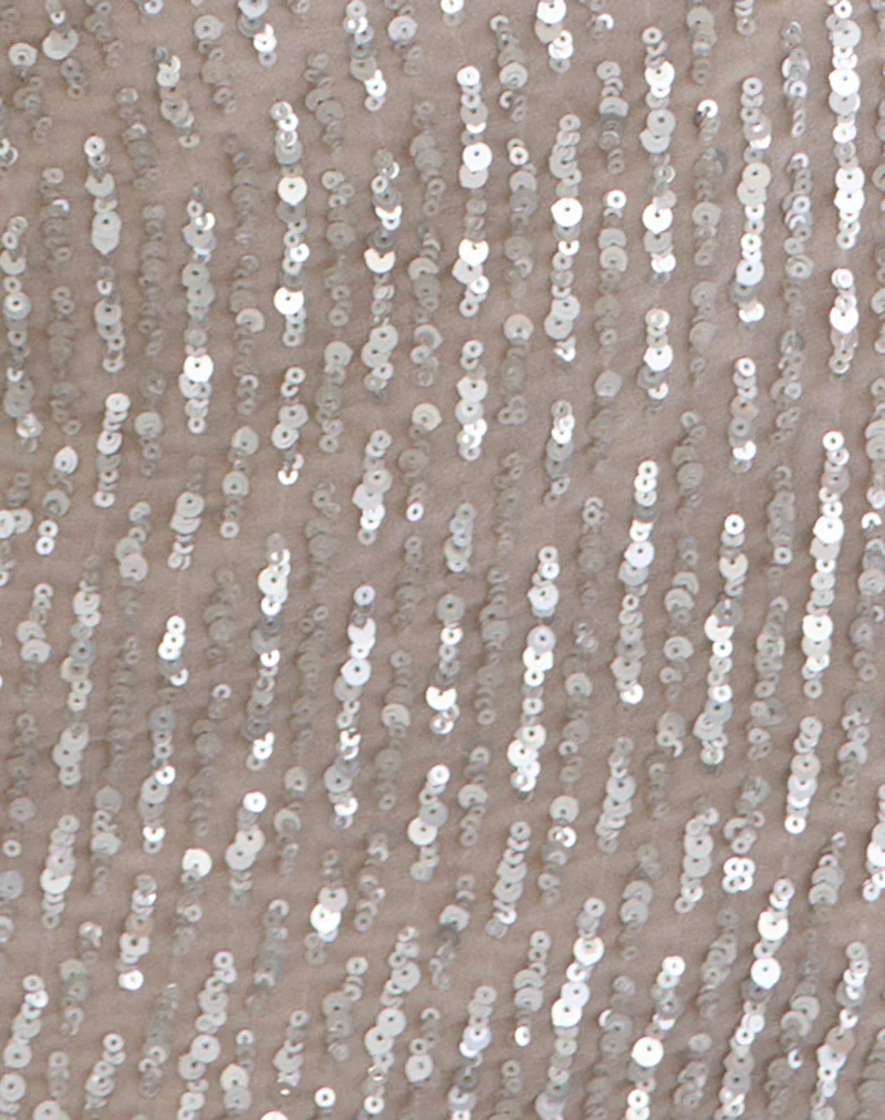 Nirado Mini Skirt in Chiffon Sequin Nude - Image 6