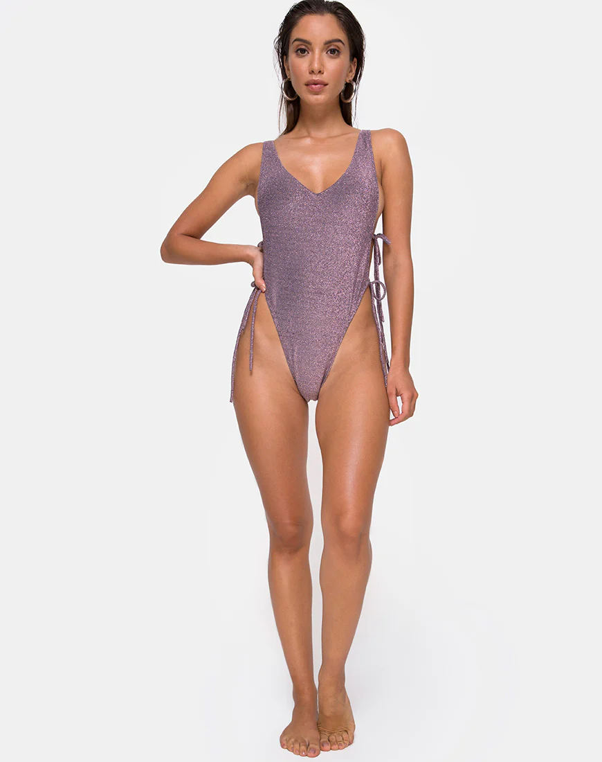 Nishi Swimsuit in Gunmetal Glitter - Image 3