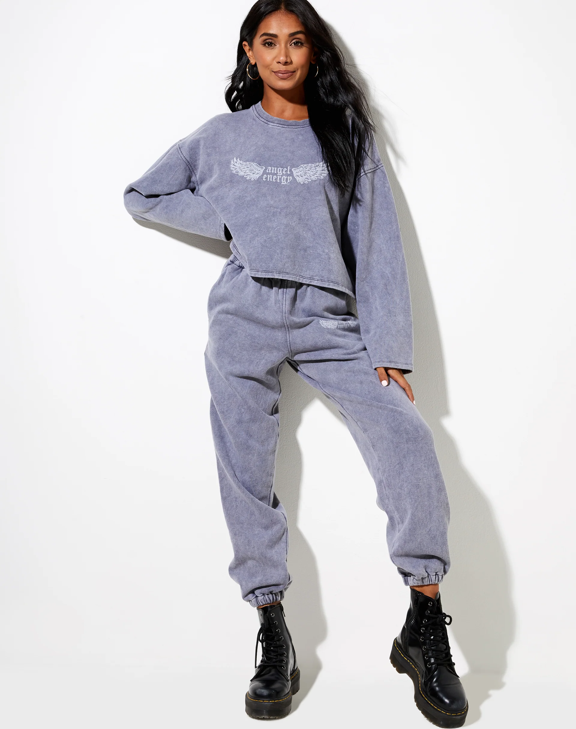 Niyo Sweatshirt in Charcoal Wash "Angel Energy" Wings - Image 3