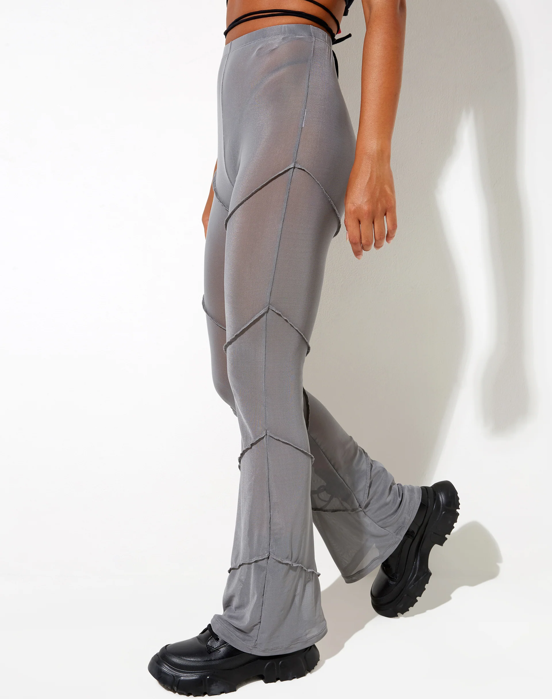 Nizam Flare Trouser in Mesh Grey - Image 3