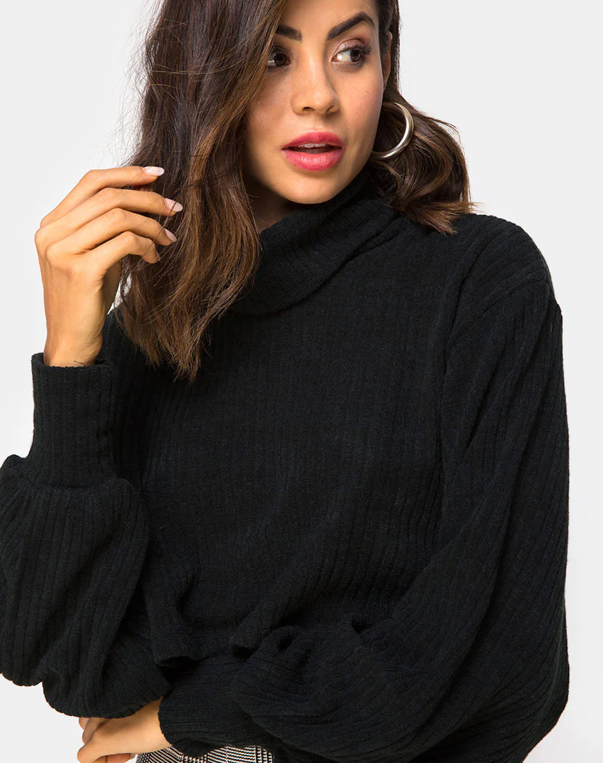 Nizer High Neck Jumper in Black - Image 2