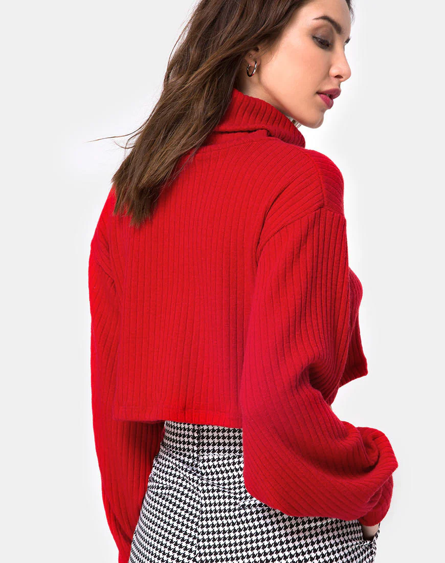 Nizer High Neck Jumper in Red - Image 2