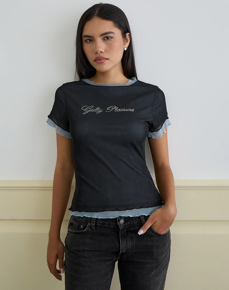 Noburia Top in Black Blue Guilty Pleasure Hot Fix - Image 4