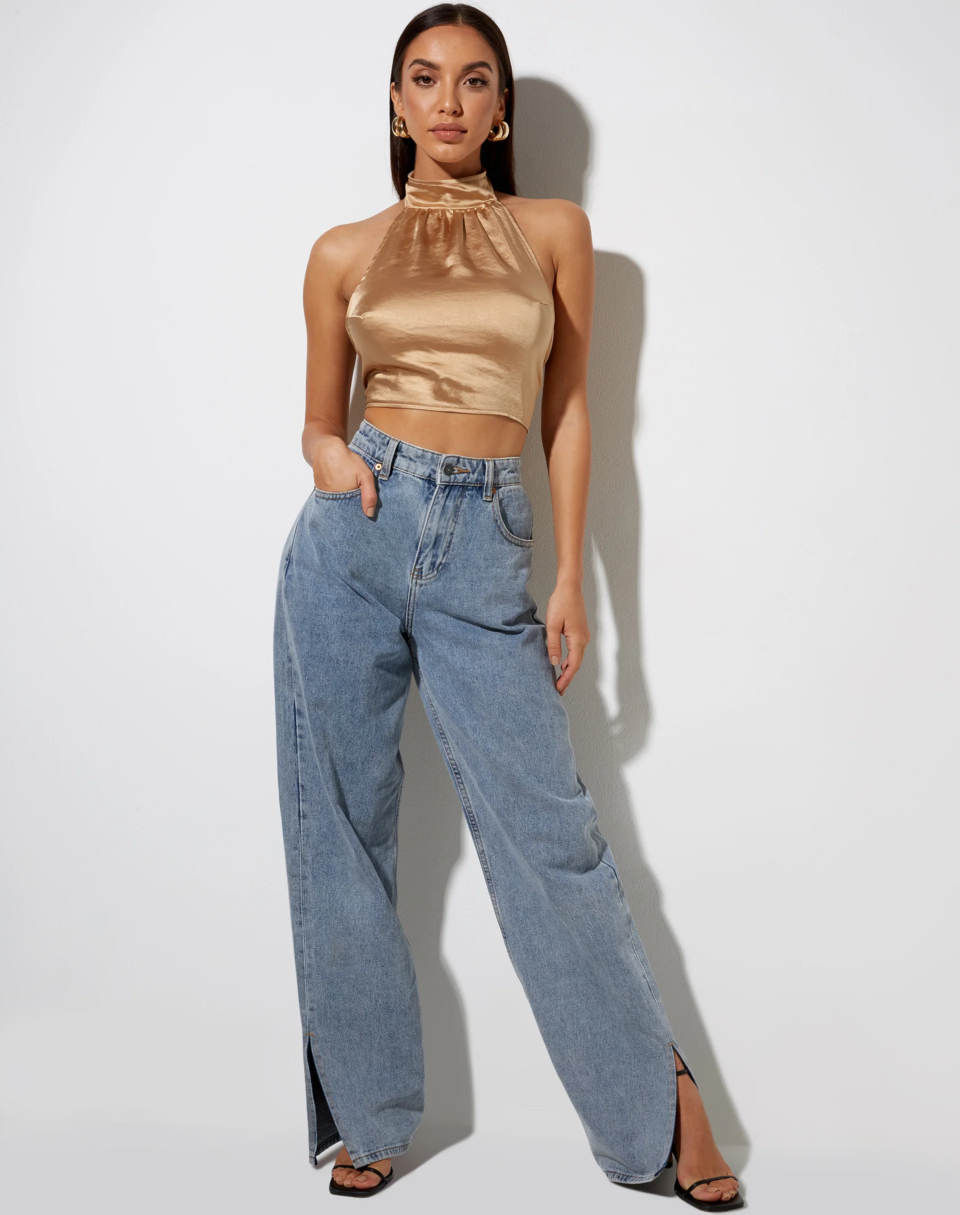 Noela Top in Satin Golden Sand - Image 3