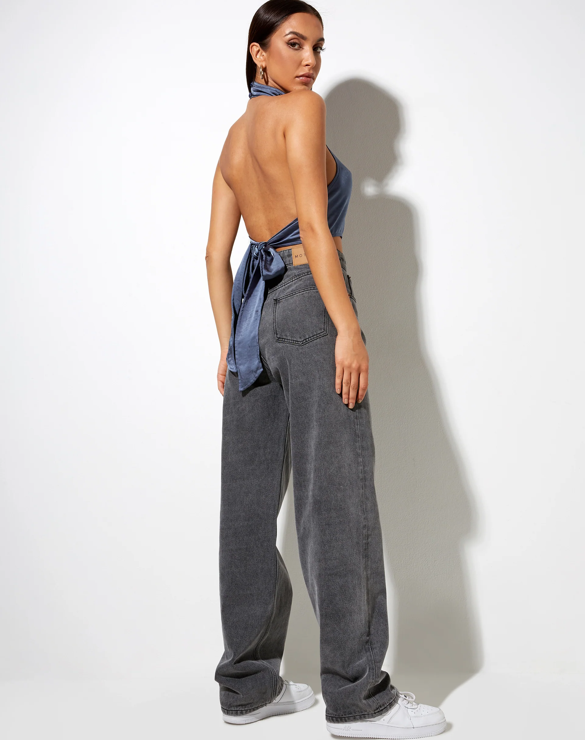 Noela Crop Top in Satin Slate Blue - Image 4