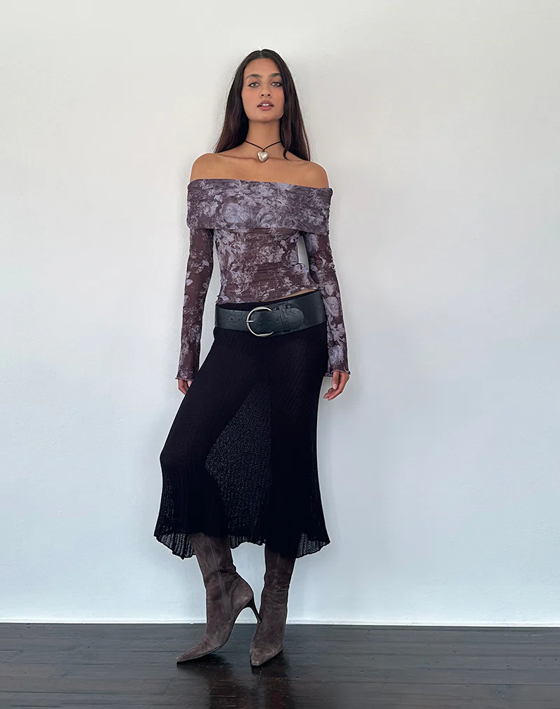 Noelle Bardot Top in Botanic Sketch Purple - Image 4