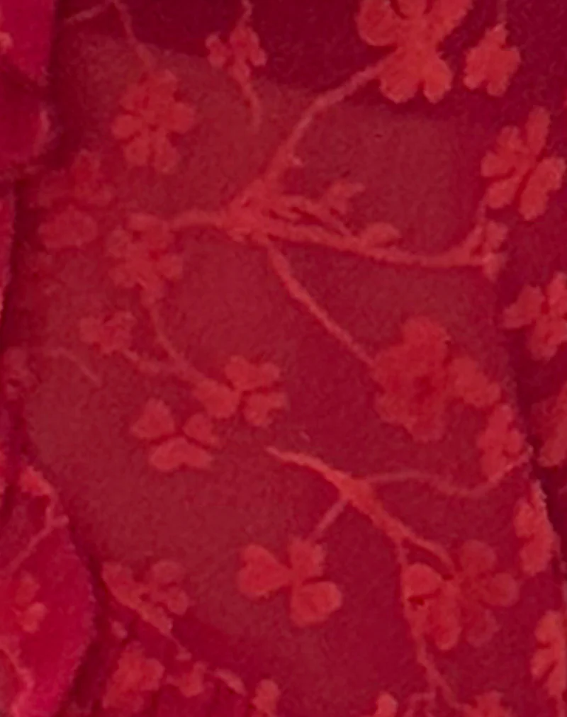 Noemi Cardigan in Red Grunge Floral Flock - Image 5