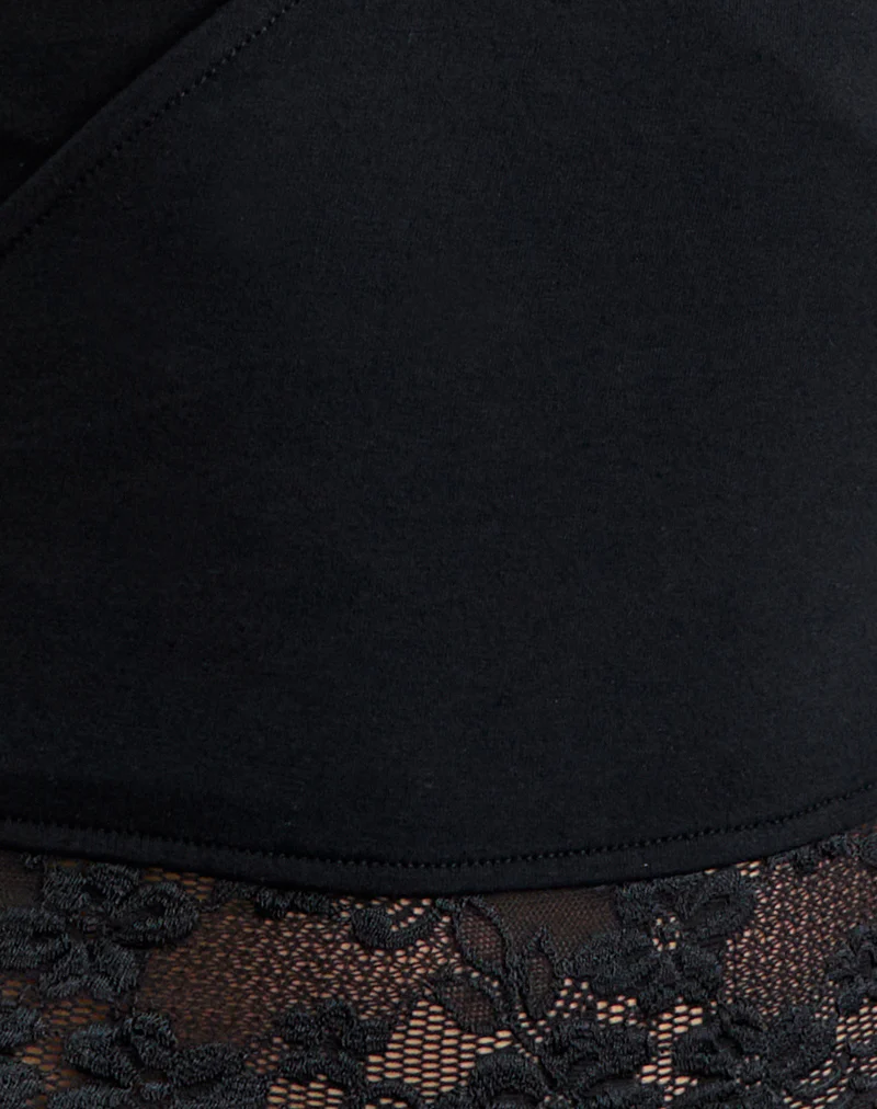 Noesy Plunge Wrap Top in Black with Lace Trim - Image 6