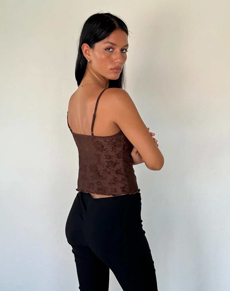 Noira Cami Top in Romantic Rose Flock Brown - Image 5