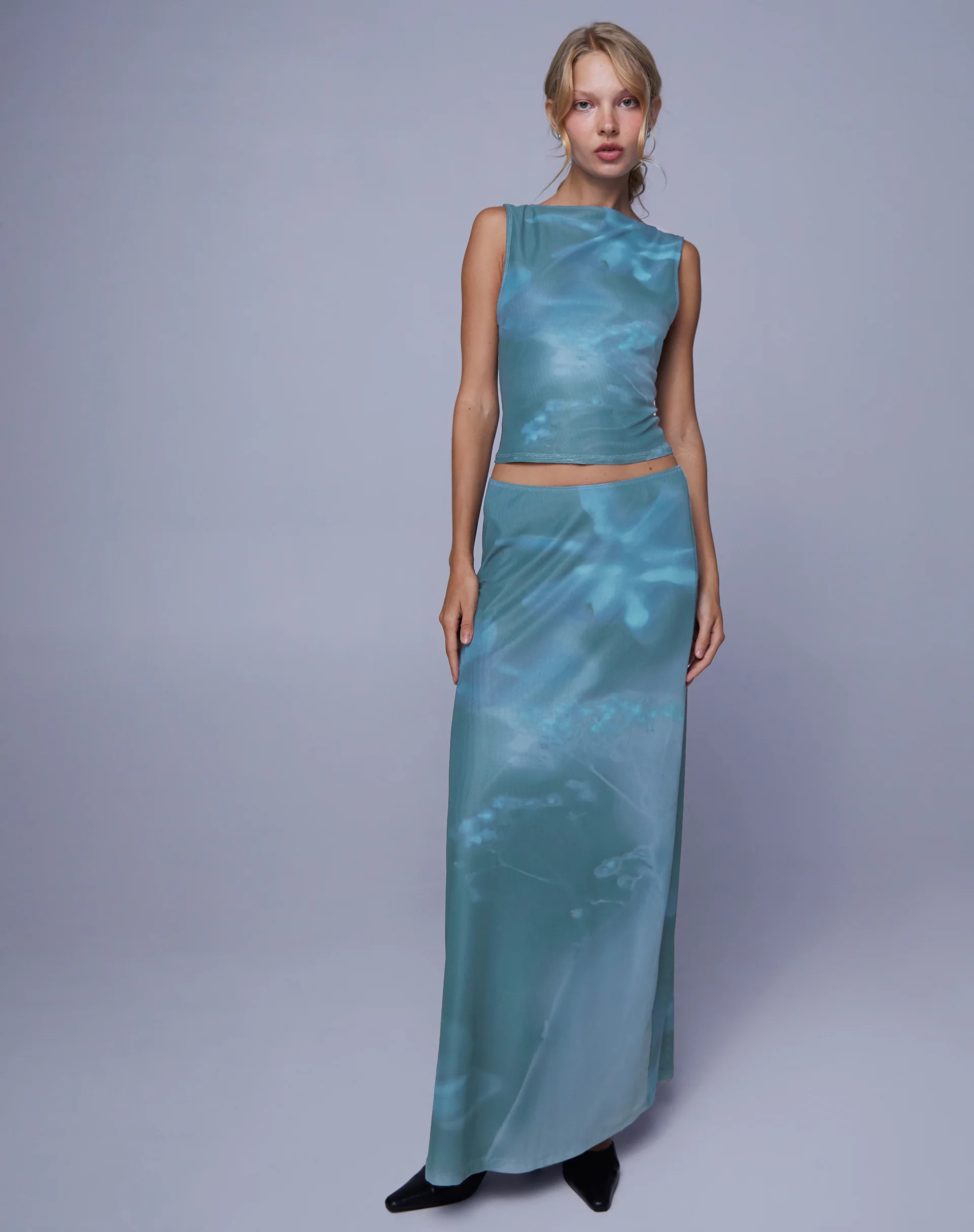 Nola Maxi Skirt in Lumen Floral Blue - Image 2