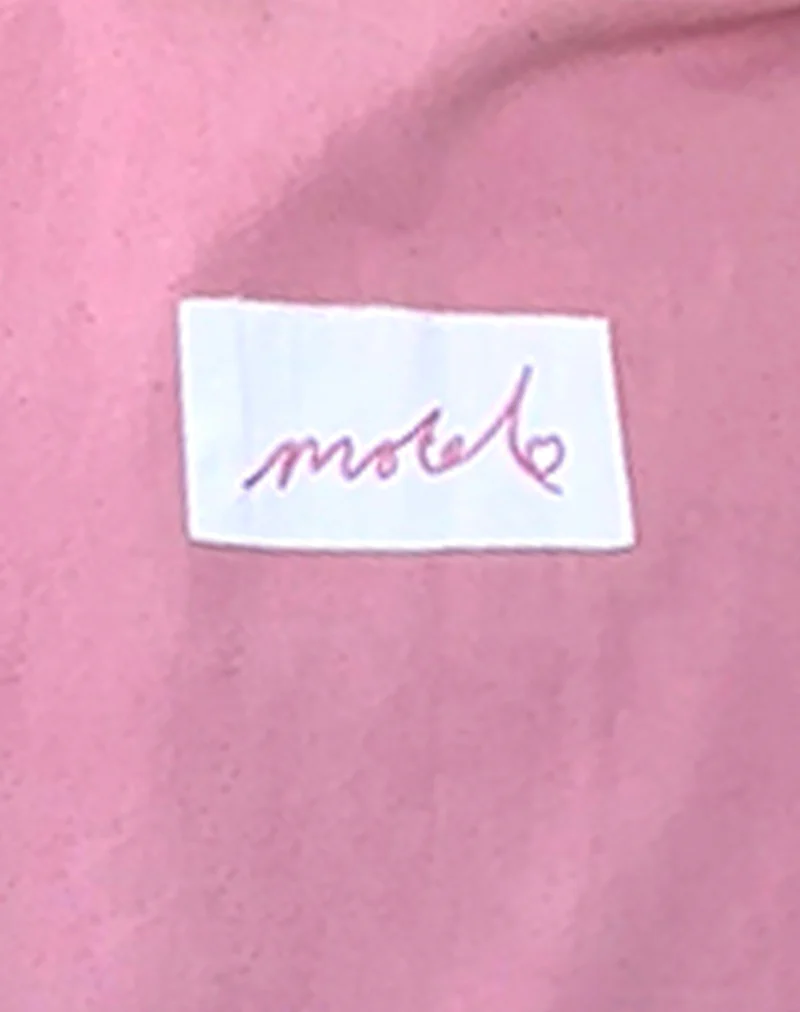 Nola Tote Bag in Flamingo Pink with Motel Love Embroidery - Image 5