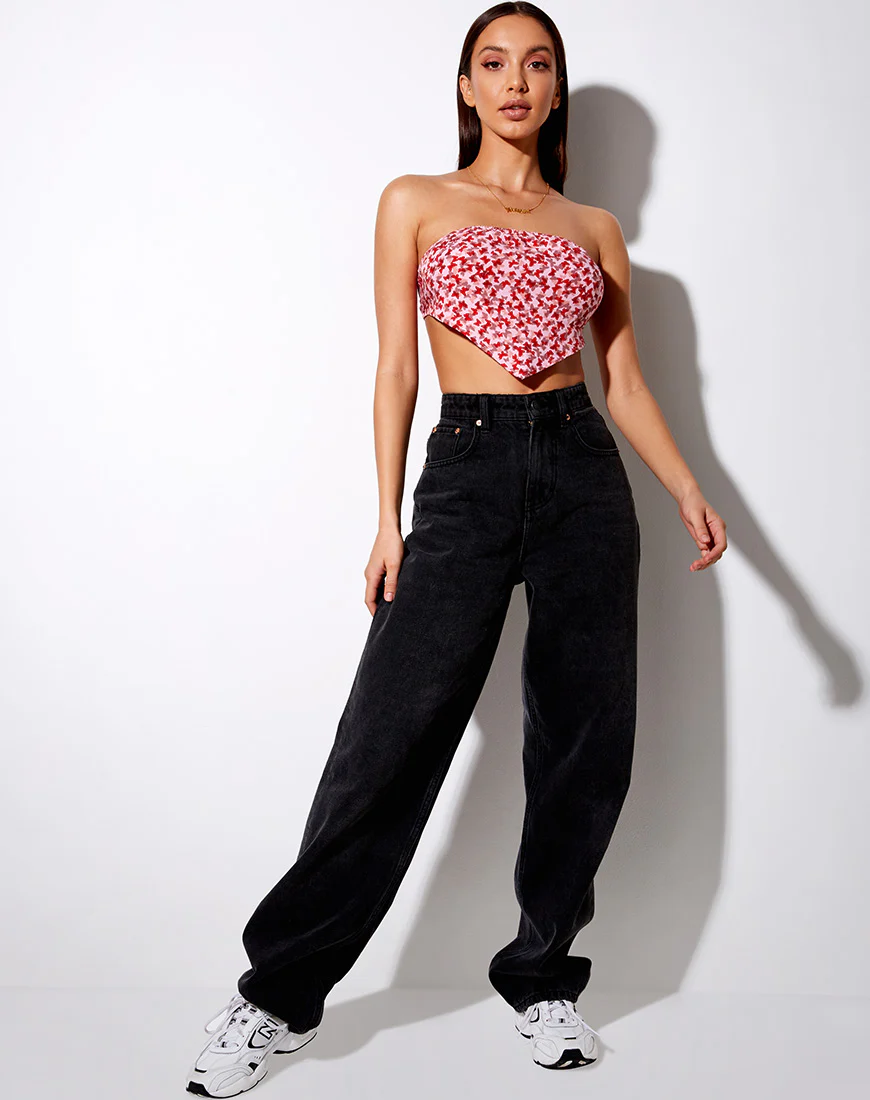 Nolda Top in Ditsy Butterfly Peach and Red - Image 4