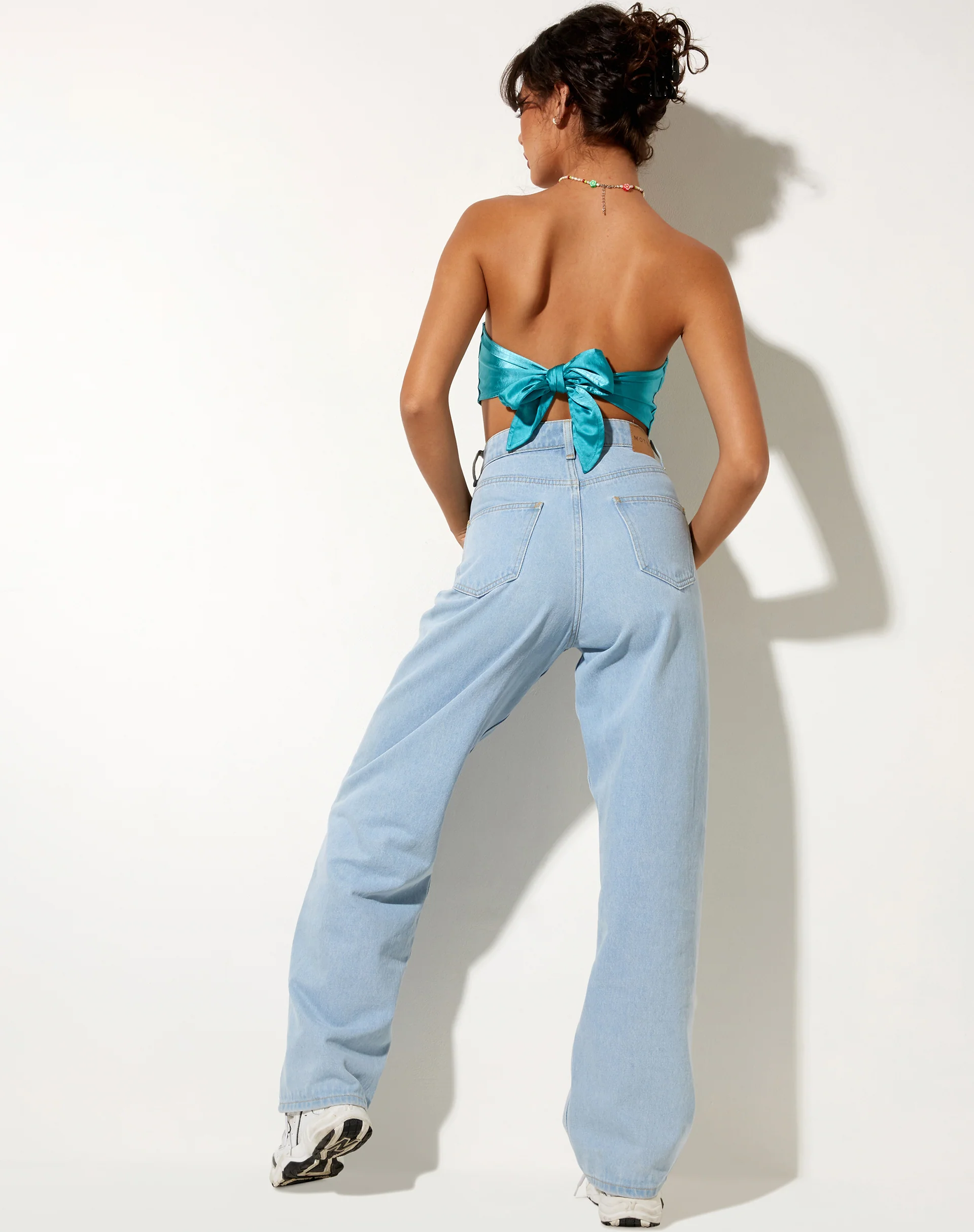 Nolda Crop Top in Satin Aqua Blue - Image 5