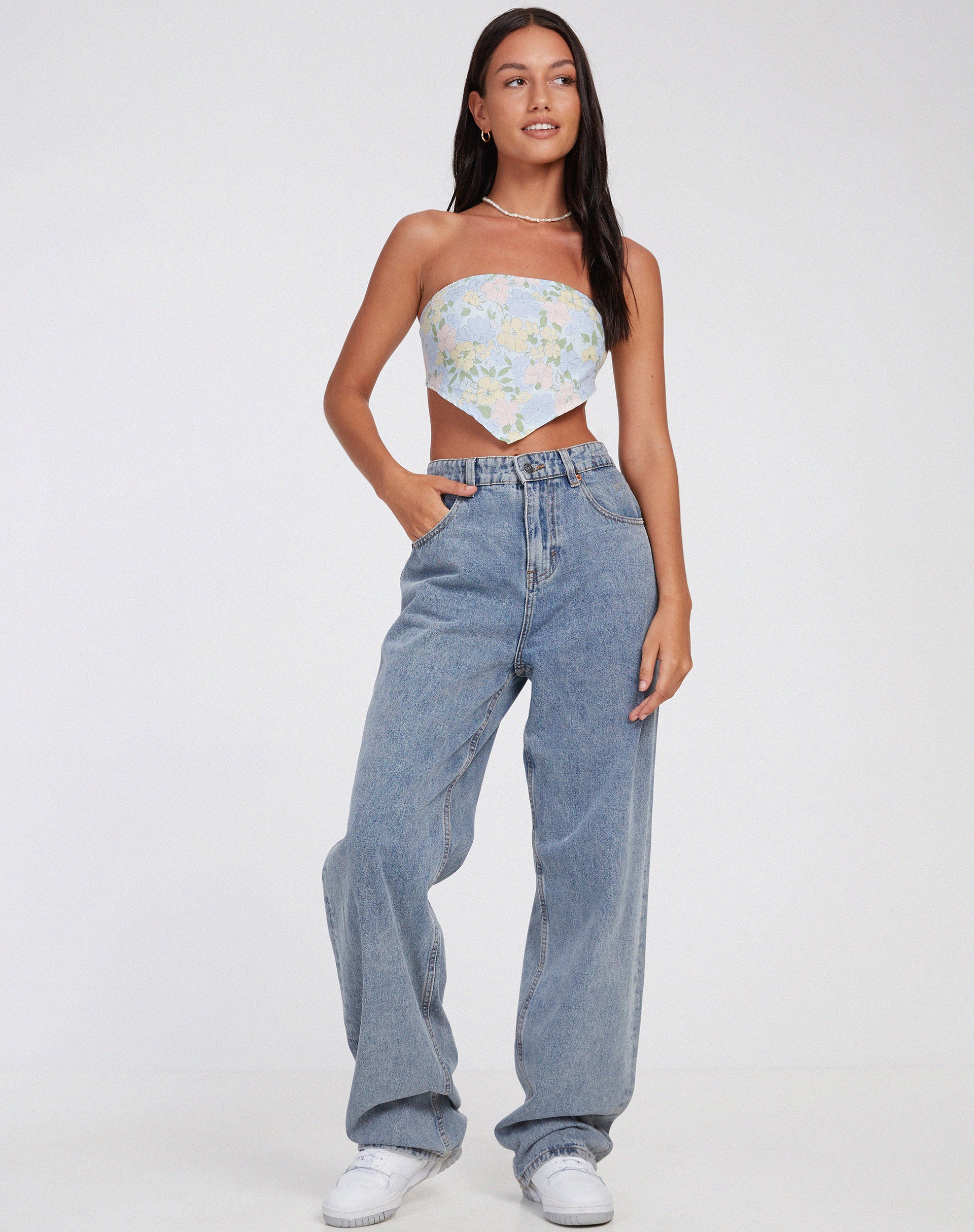 Nolda Crop Top in Washed Out Pastel Floral - Image 3