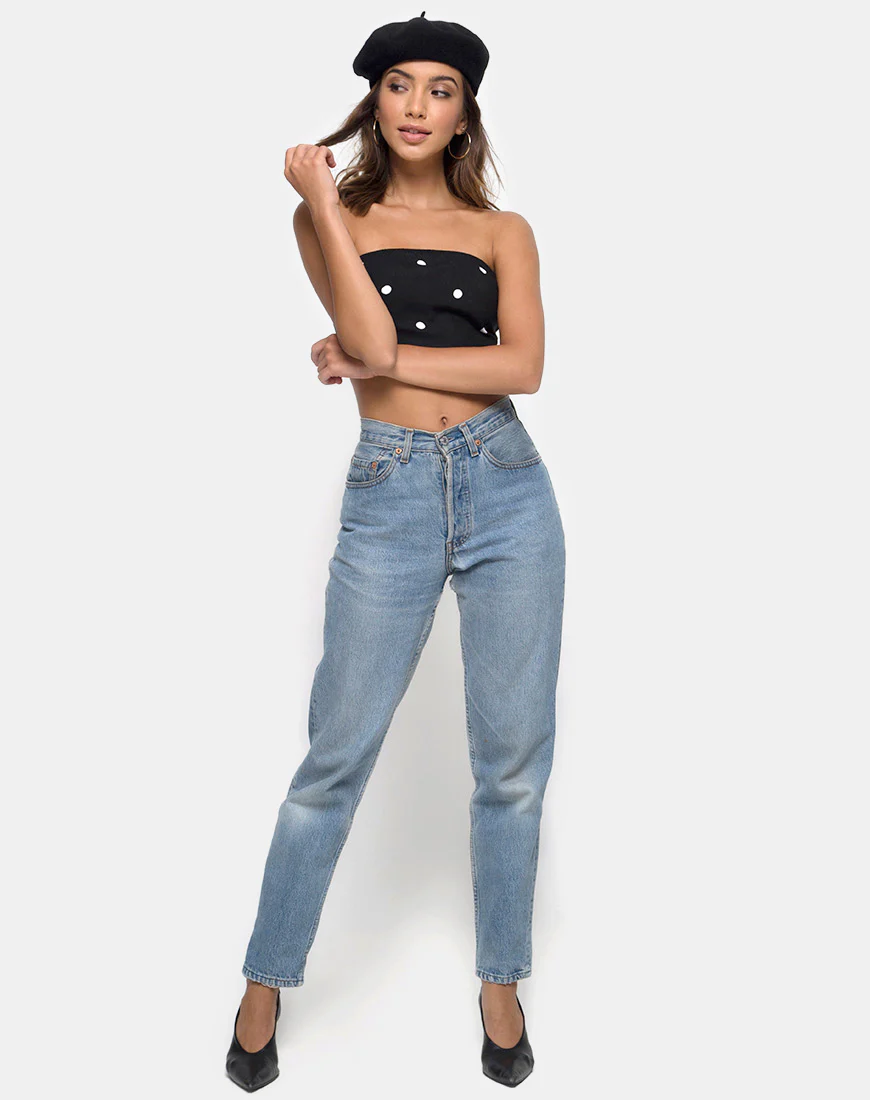 Nolia Tube Top in Black and White Polkadot - Image 3
