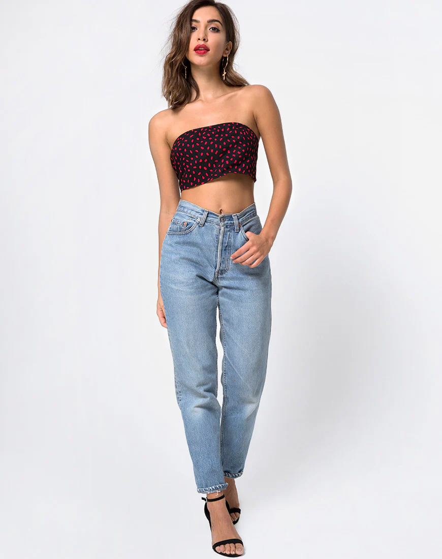 Nolia Tube Top in Mini Diana Dot Black and Red - Image 3