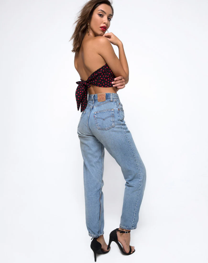 Nolia Tube Top in Mini Diana Dot Black and Red - Image 4