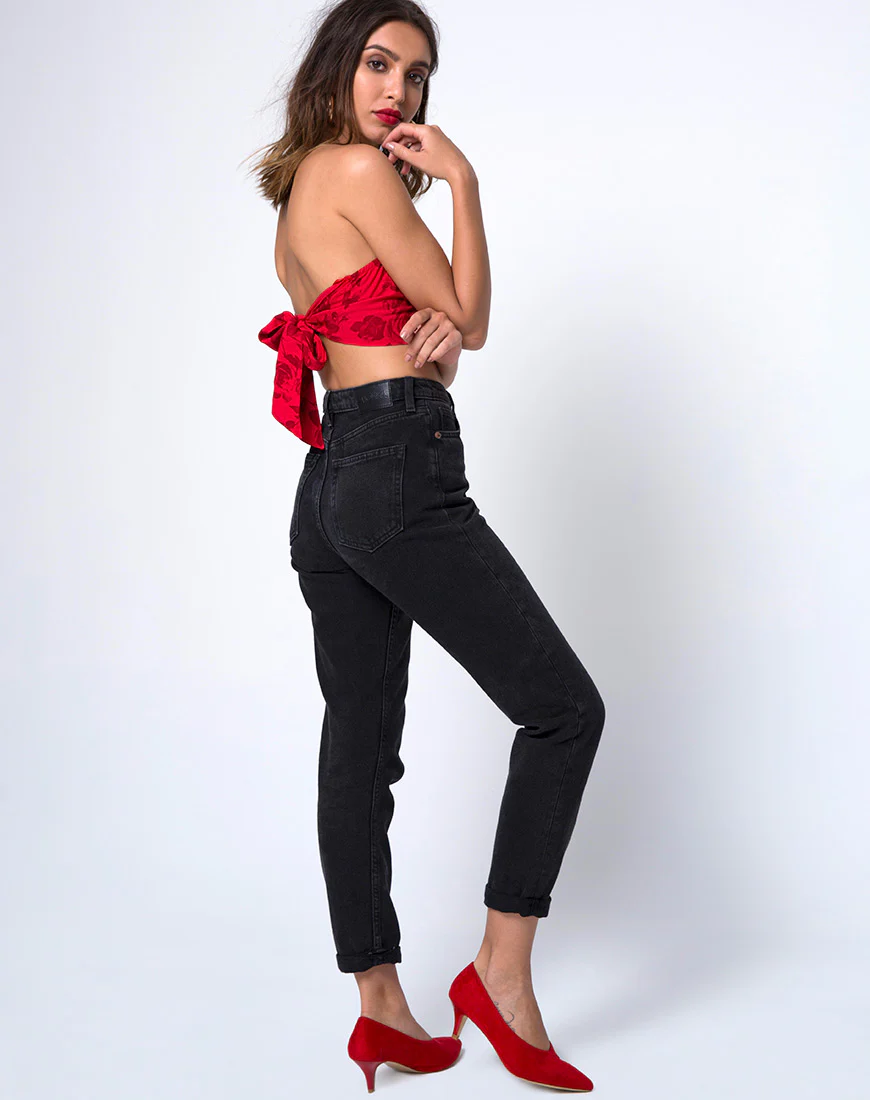 Nolia Tube Top in Tonal Floral Red - Image 4