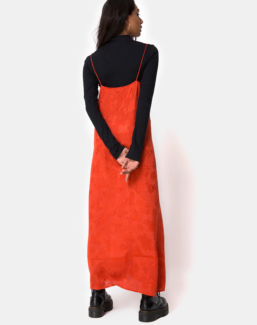 Nolity Midi Dress in Satin Rust Rose - Image 3