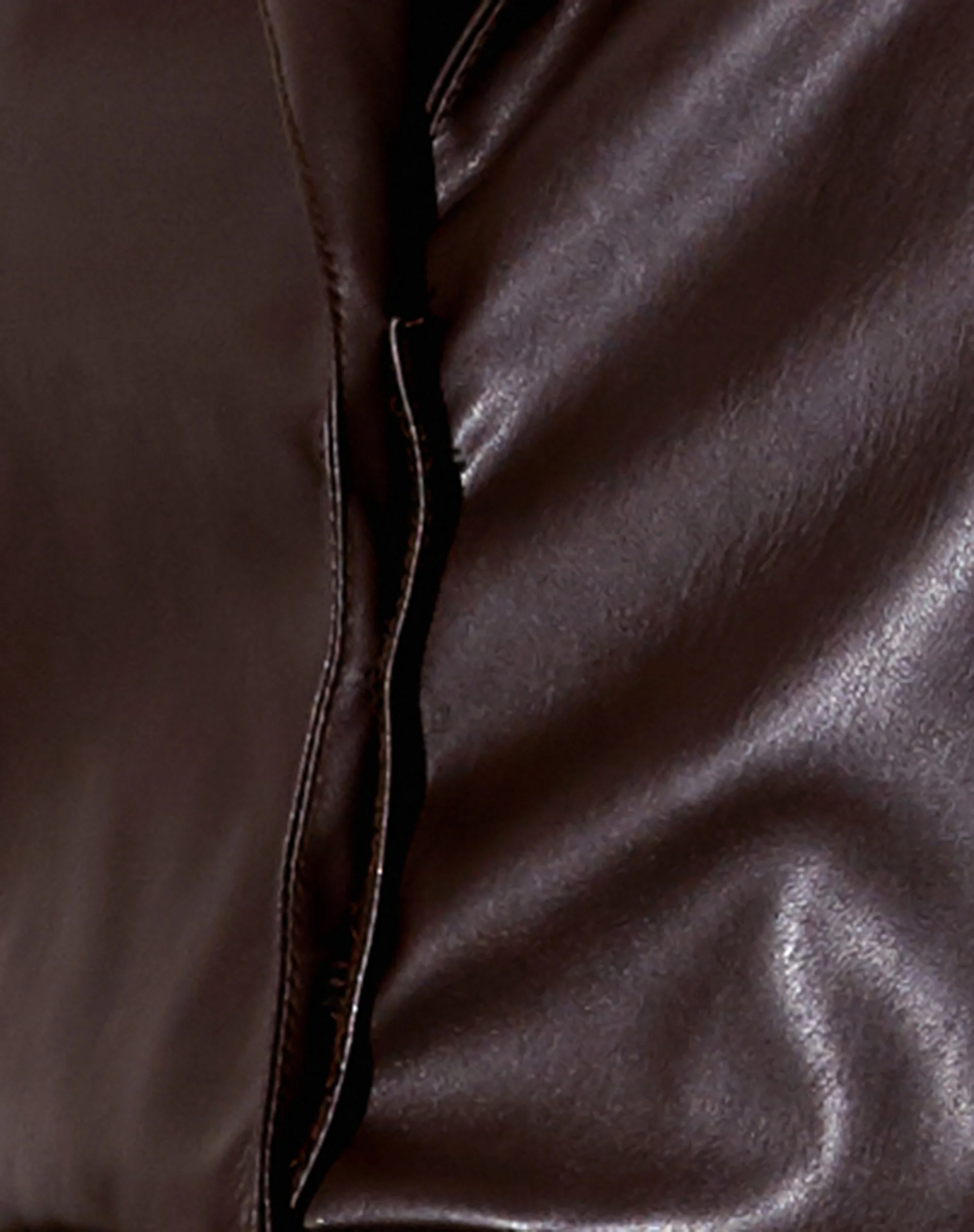 Nolthy Cropped Blazer in PU Dark Chocolate - Image 5