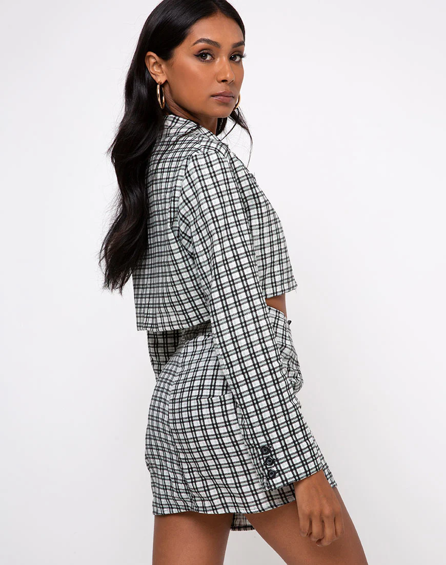 Noly Cropped Blazer in Brandy Check Foam - Image 3