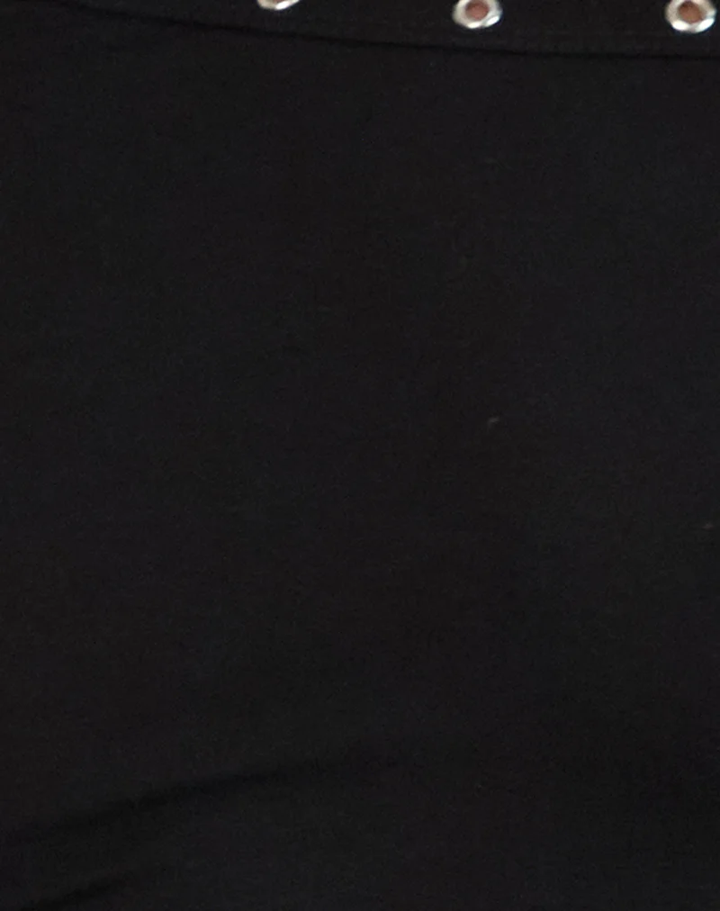 Noraba One Shoulder Top in Black with Eyelets - Image 6