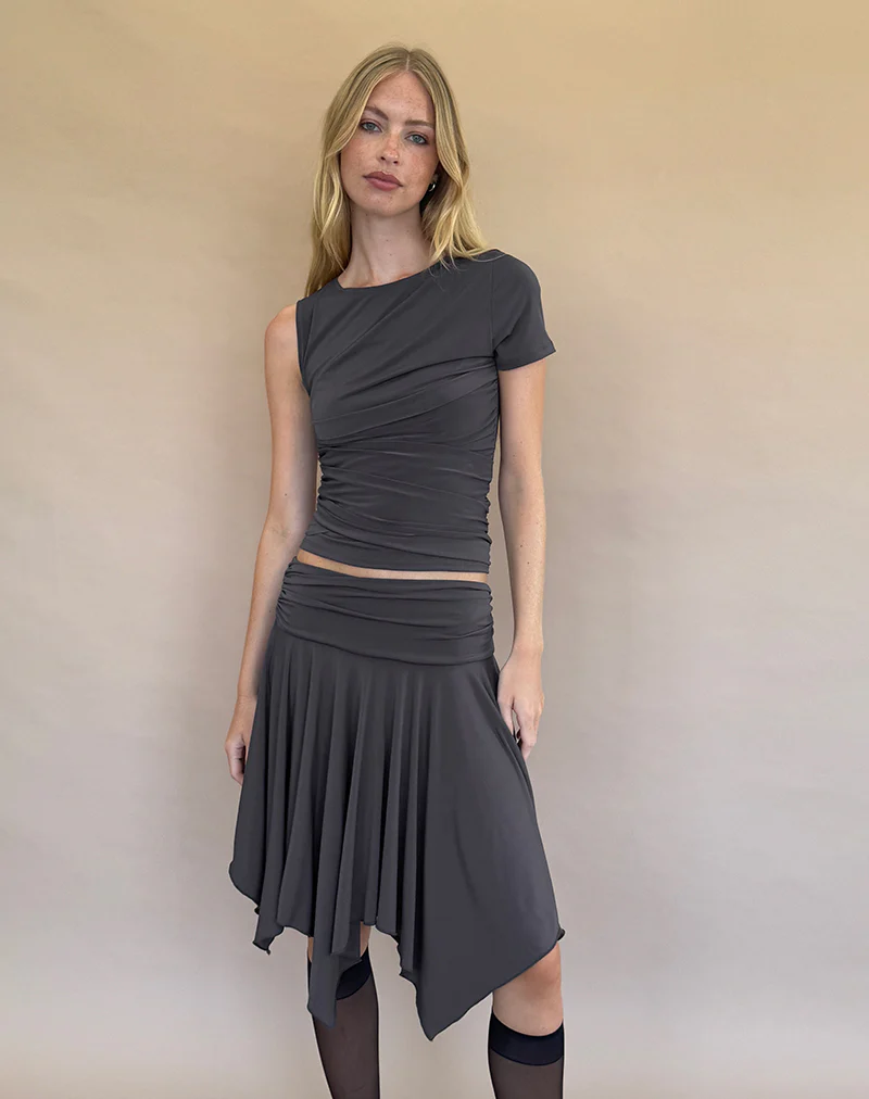 Norali Waterfall Midi Skirt in Grey - Image 2