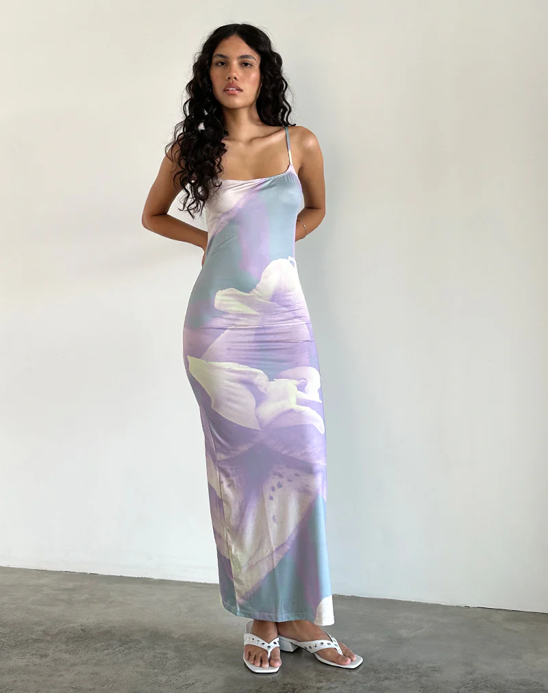 Norila Cami Maxi Dress in Slinky Orchid Petals Lilac - Image 2