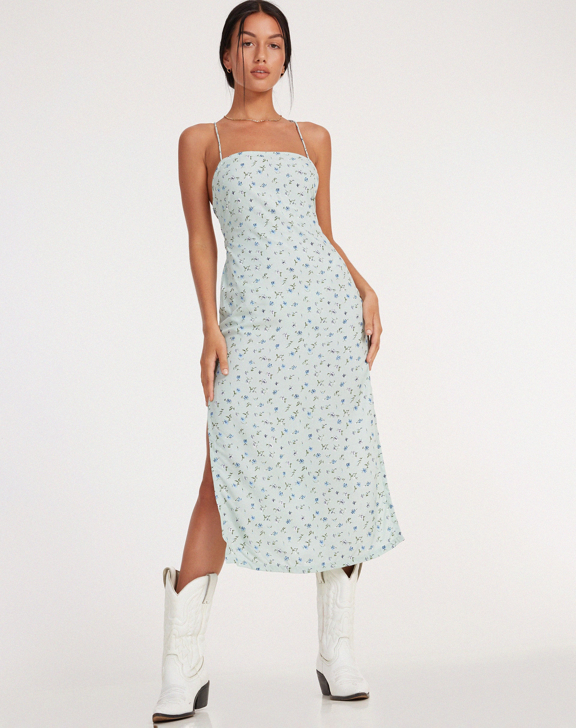 Nosita Midi Dress in Pretty Petal Green - Image 4