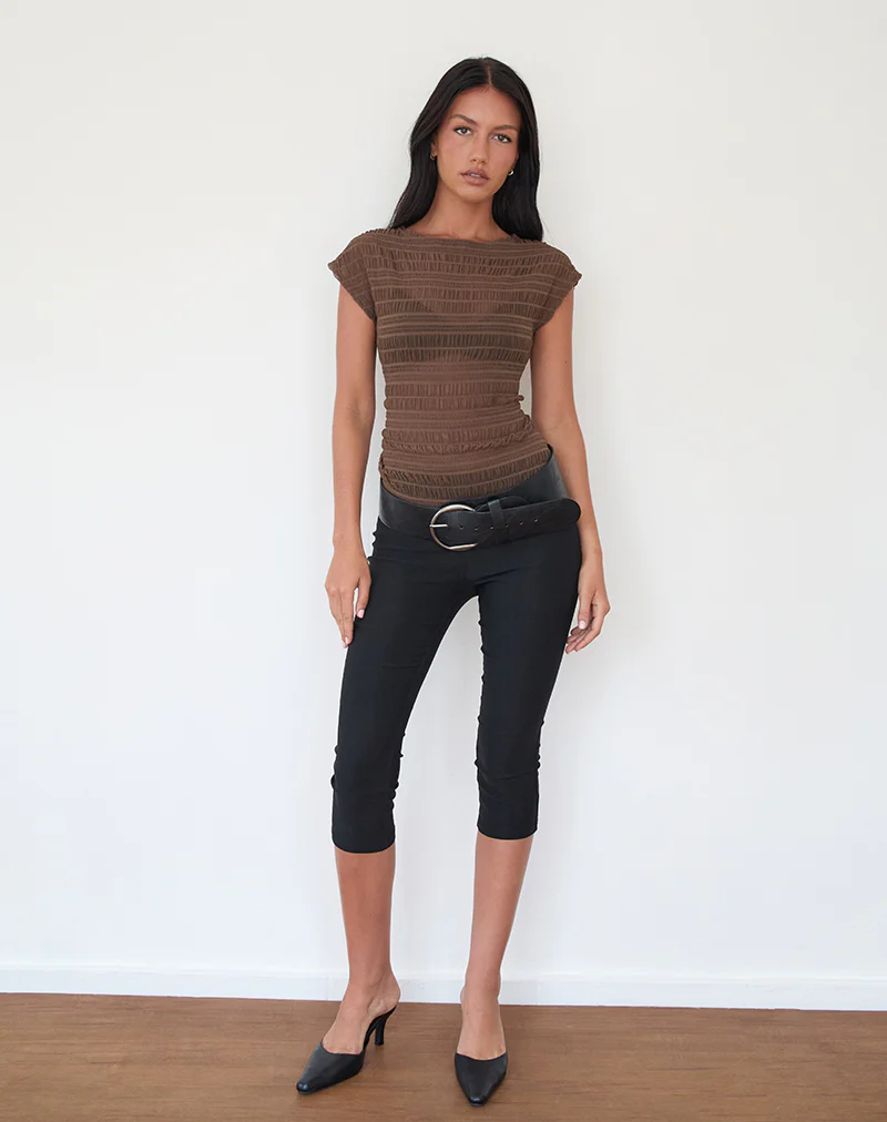 Nova Ruched Top in Mesh Chocolate - Image 2