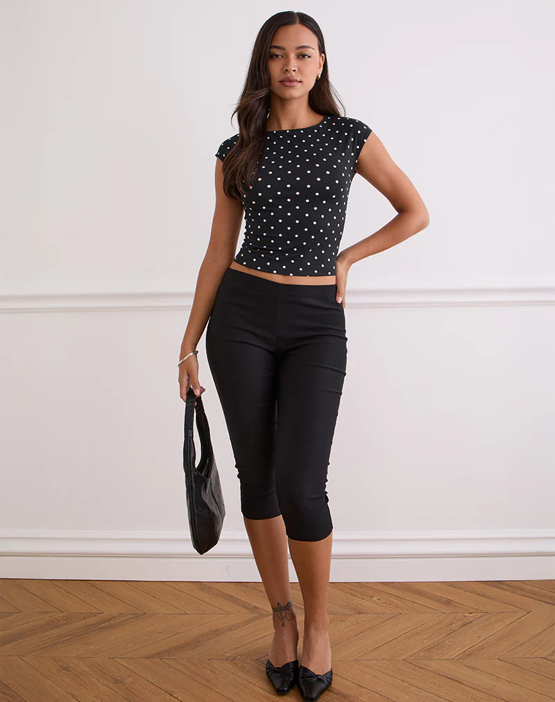 Nova Top in Black Polka Jersey - Image 2