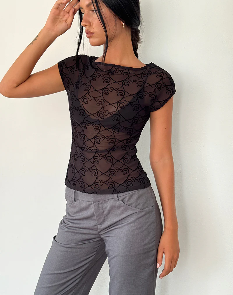 Nova Top in Black Queen of Heart Flock - Image 3