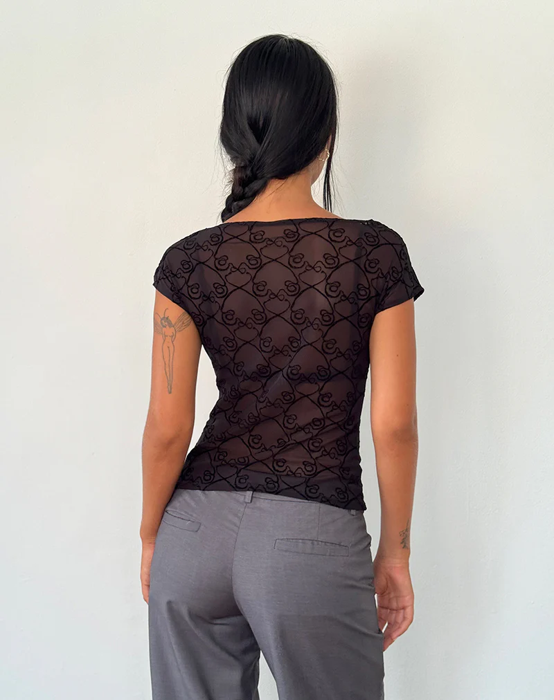 Nova Top in Black Queen of Heart Flock - Image 4